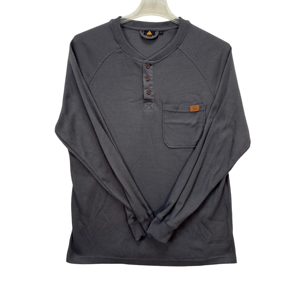 ZITY Sports Waffle Knit Henley Mens L Pocket Gorpcore Outdoor Golf